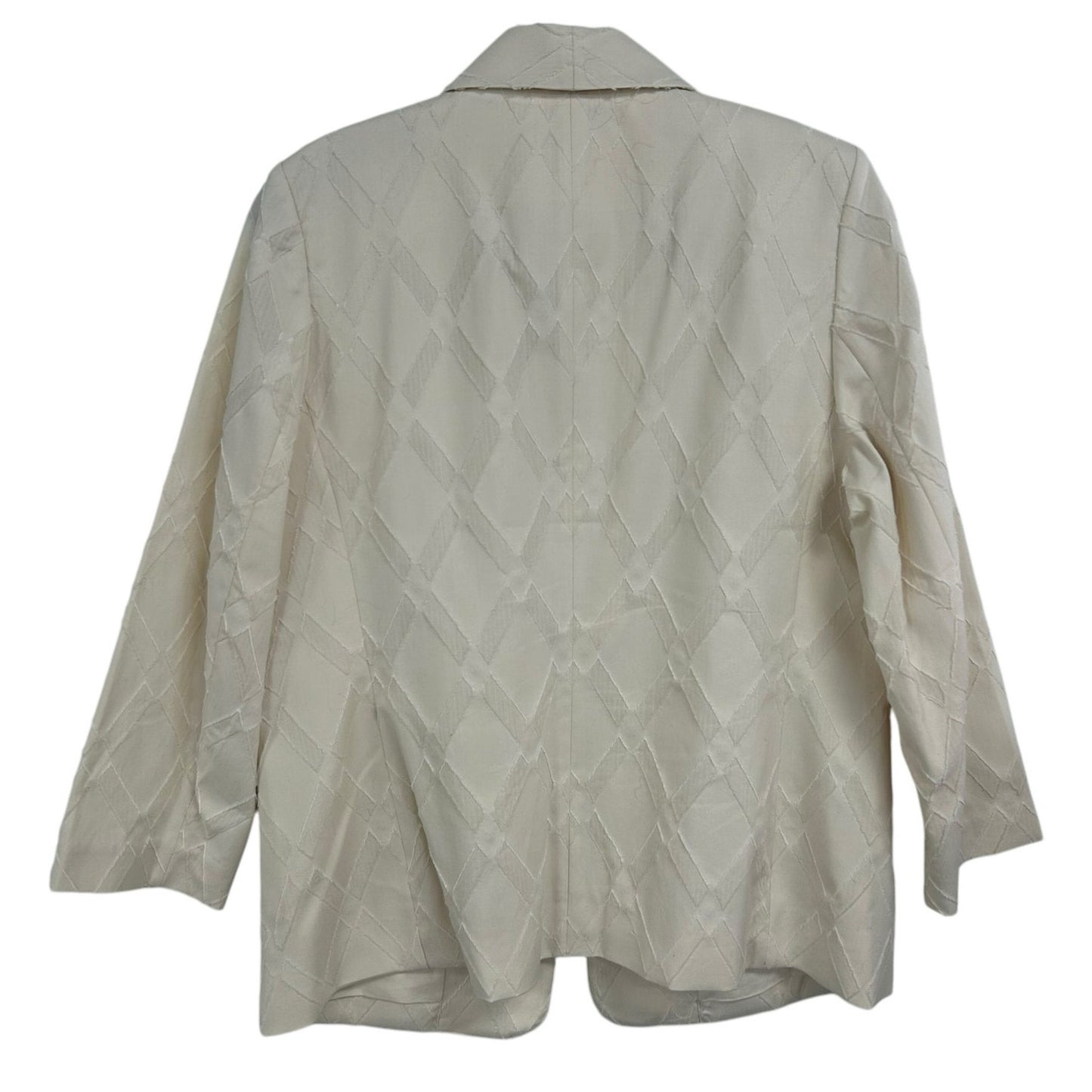 Chico’s Natural Cream Cotton Blend Relaxed Fit Textured Blazer Womens US 8