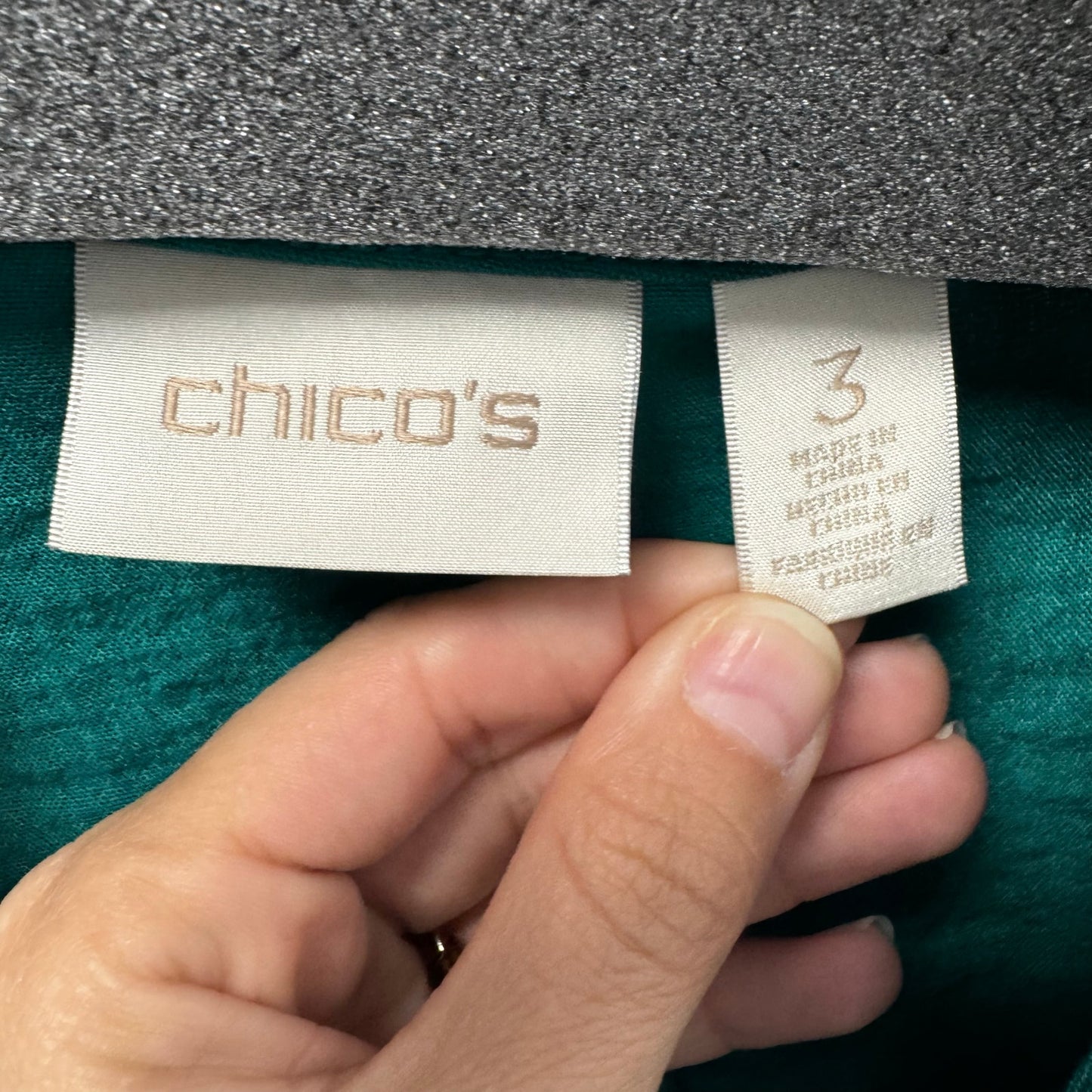 Chico's Green Long Sleeve Open Front Lightweight Blazer Jacket Womens X-Large