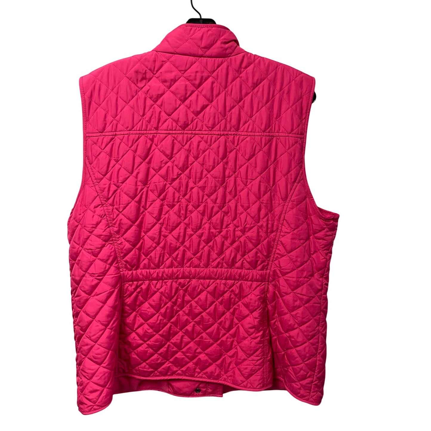 Talbots Pink Quilted Fleece Lined Zip Up Snap Button Puffer Vest Womens XL