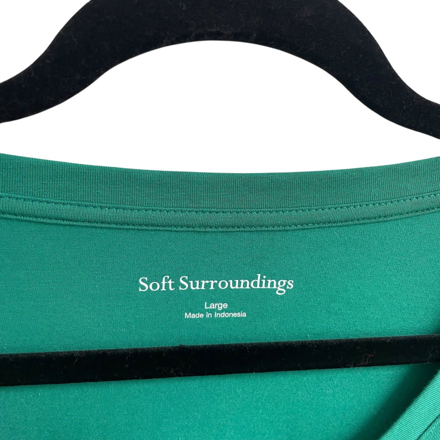 NWT Soft Surroundings Cotton Blend Long Sleeve V Neck T Shirt Green Womens Large