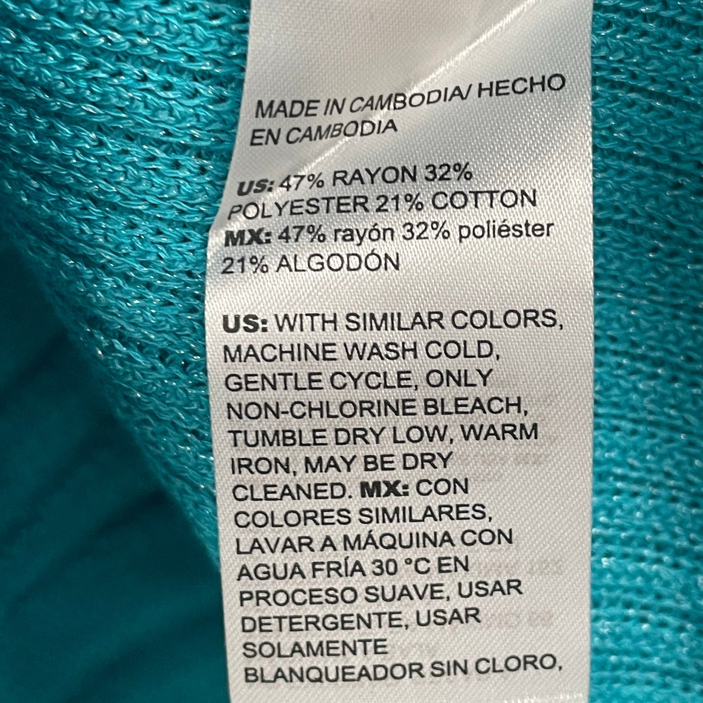NWT Chico’s Palm Leaf Embroidered Pullover Sweater Ocean Blue Womens Large