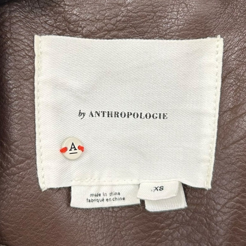 by Anthropologie Hot Fudge The Saige Faux-Leather Moto Jacket Womens Size XS