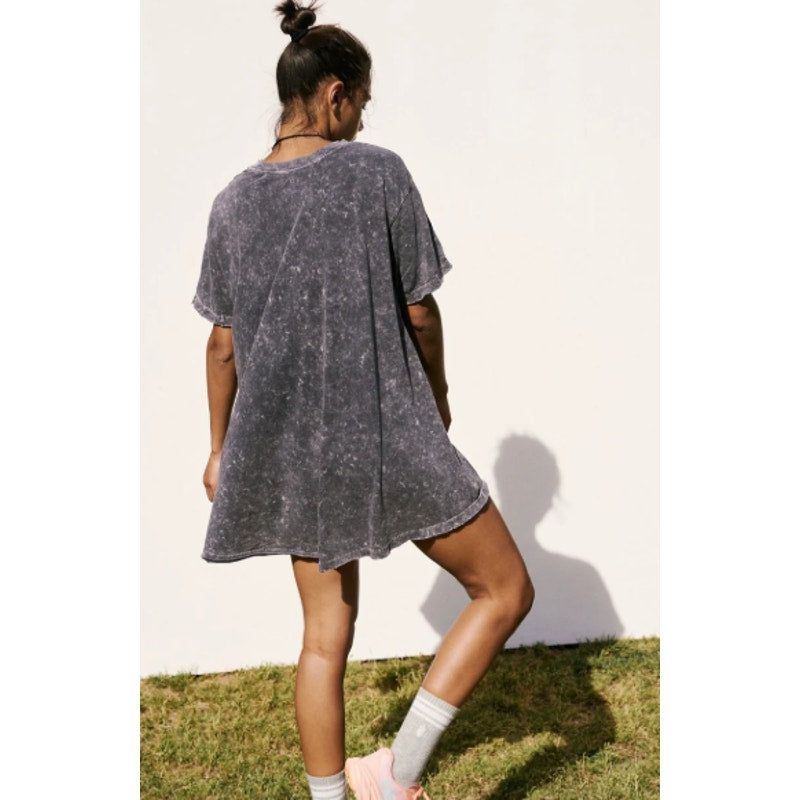 FP Movement Charcoal Oversized Short Sleeve Cotton T-Shirt Dress Womens Large