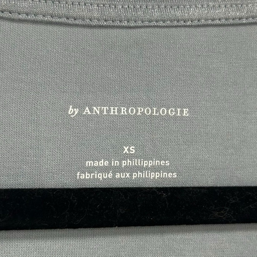 NWT by Anthropologie Sky Blue Shimmer Short Sleeve V Neck Tee Womens XS