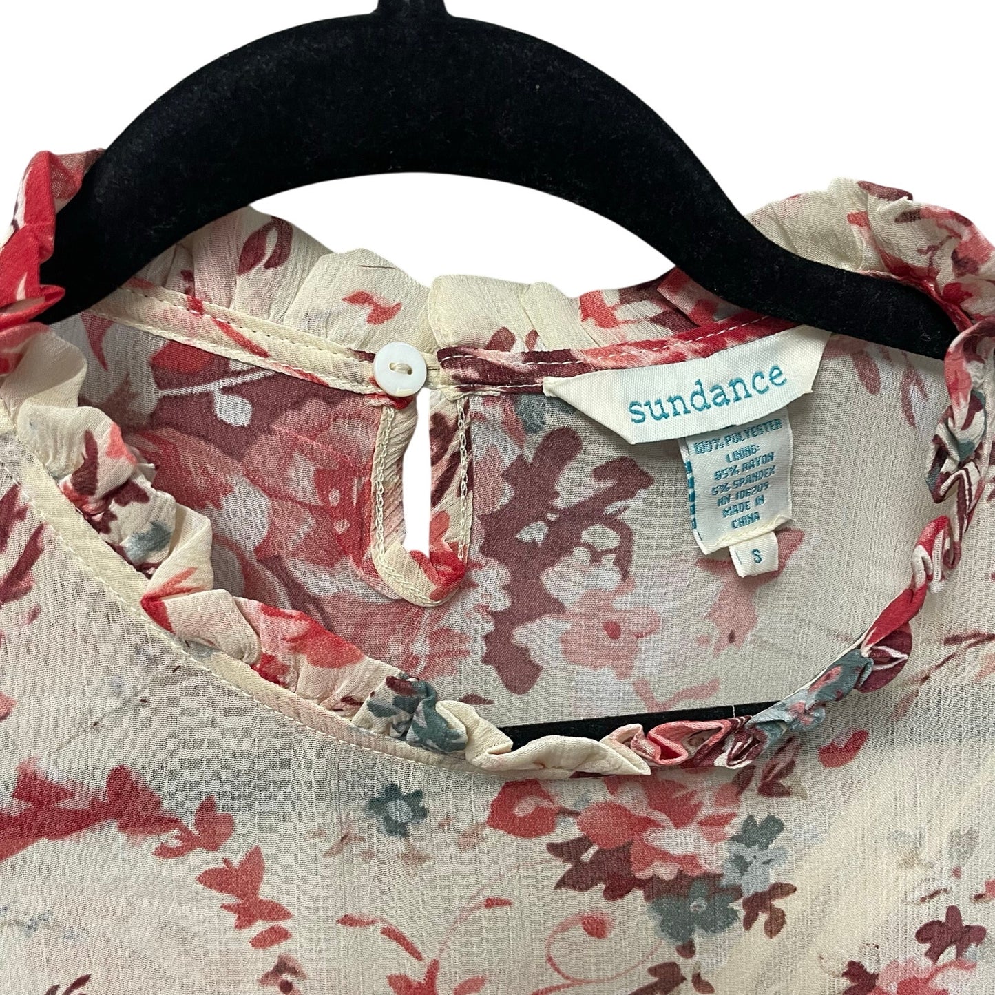 Sundance Flora Muse Layered Top Cream Burgundy Flower Print Womens Small