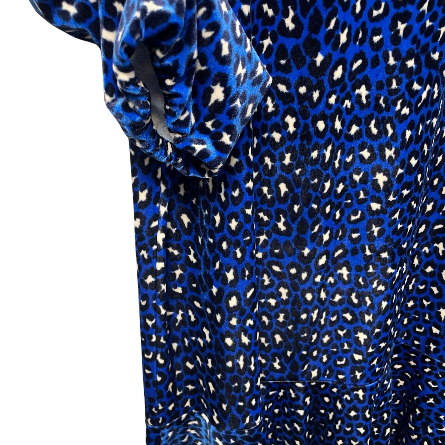 NWT Jude Connally Sadie Mini Dress Royal Blue Navy Velour Leopard Print Large