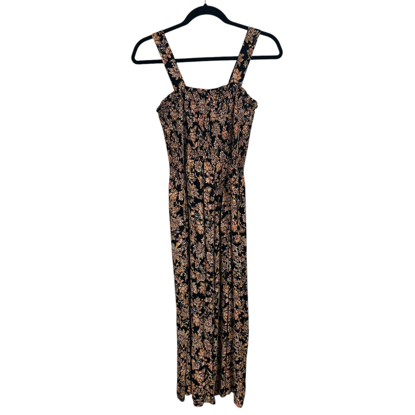 Evereve Black Multi Floral Print Smocked Bodice Maren Jumpsuit Womens Large