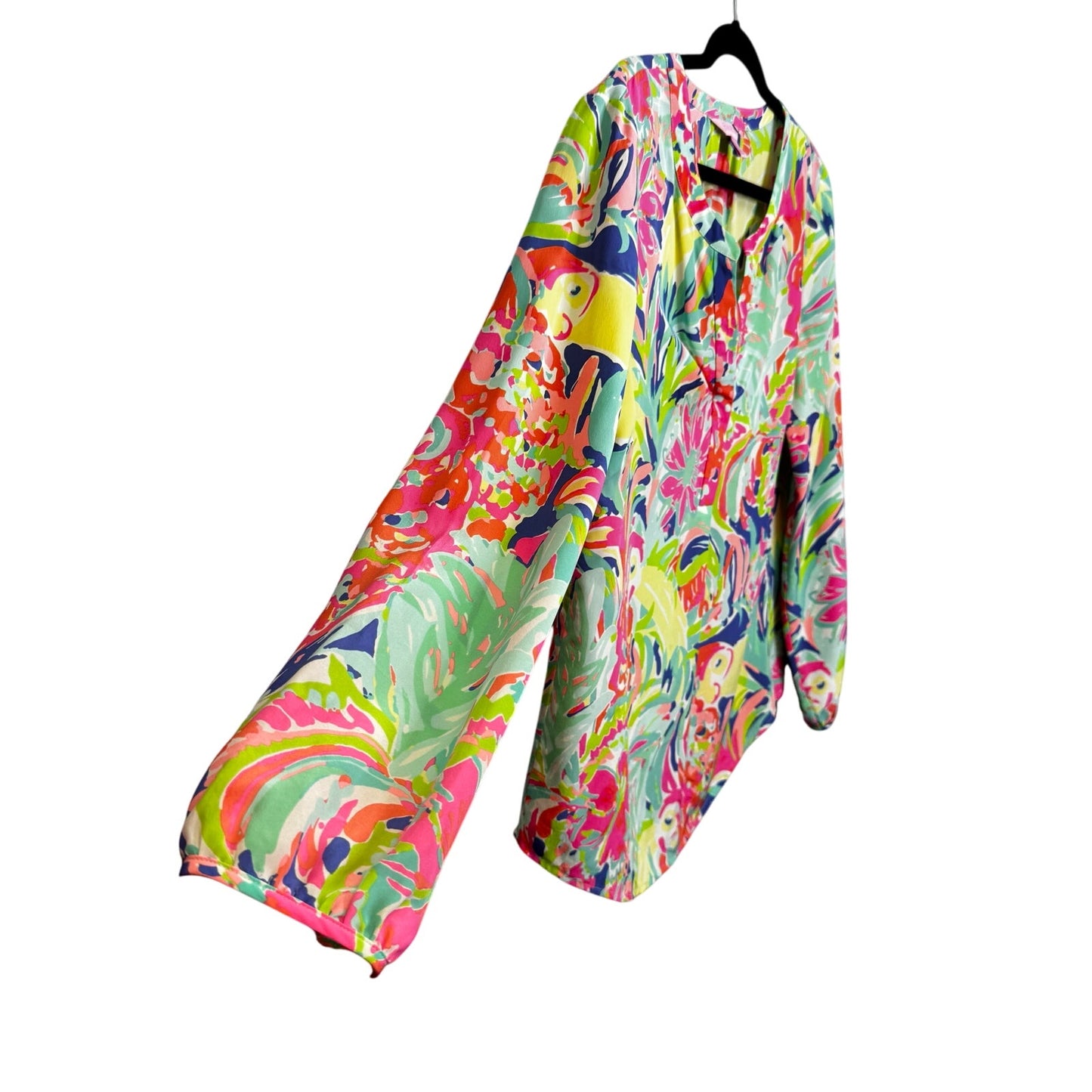 Lilly Pulitzer Multi Color in Casa Banana Long Sleeve Stacey Top Womens Large