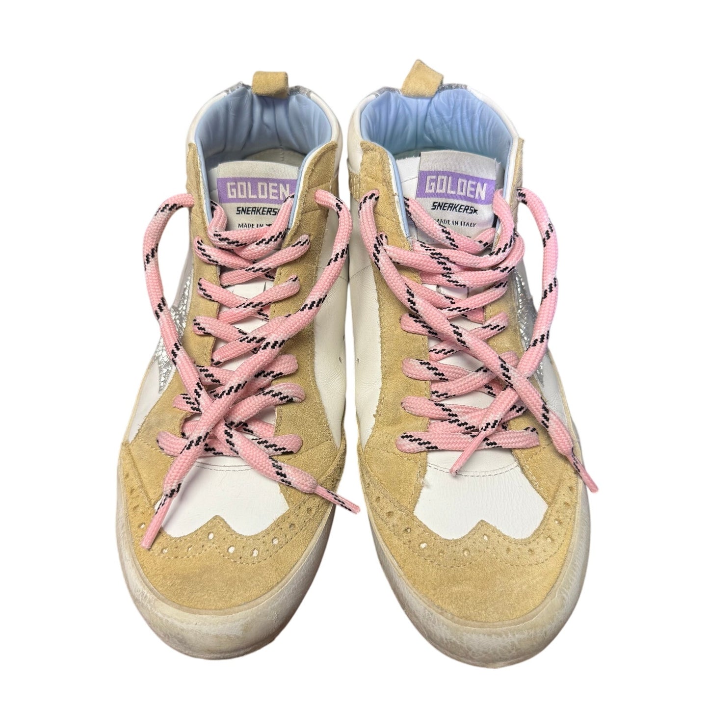 Golden Goose Silver Metallic Glitter Color Block Pattern High Top Sneakers 9