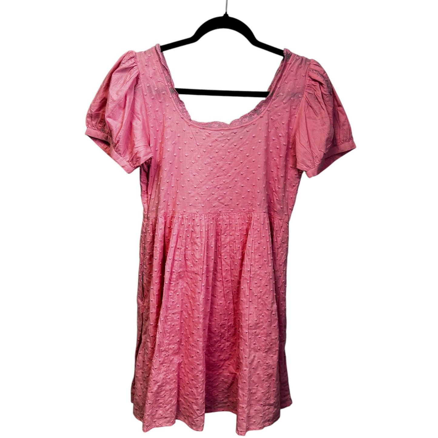 LoveShackFancy Pink Puff Sleeve Square Neck Raleigh Cotton Mini Dress Womens 2