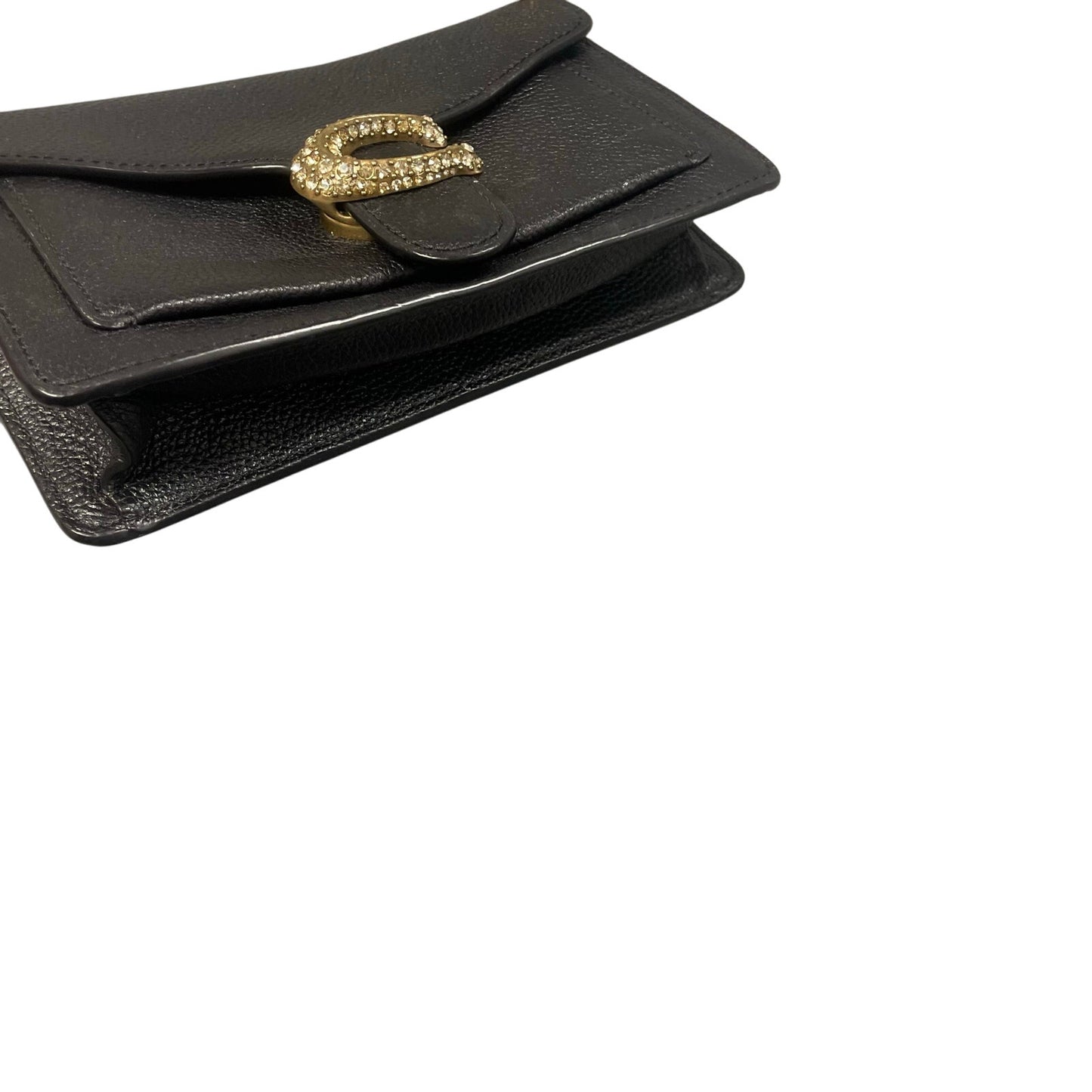 Coach Tabby Mixed Leather Chain Crossbody Bag With Gem C Closure Black Gold