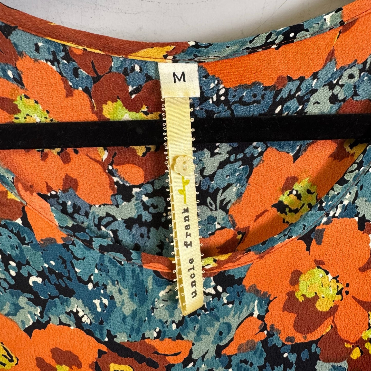 Uncle Frank Blue Orange Floral Butterfly Sleeve Mini Shift Dress Womens Medium
