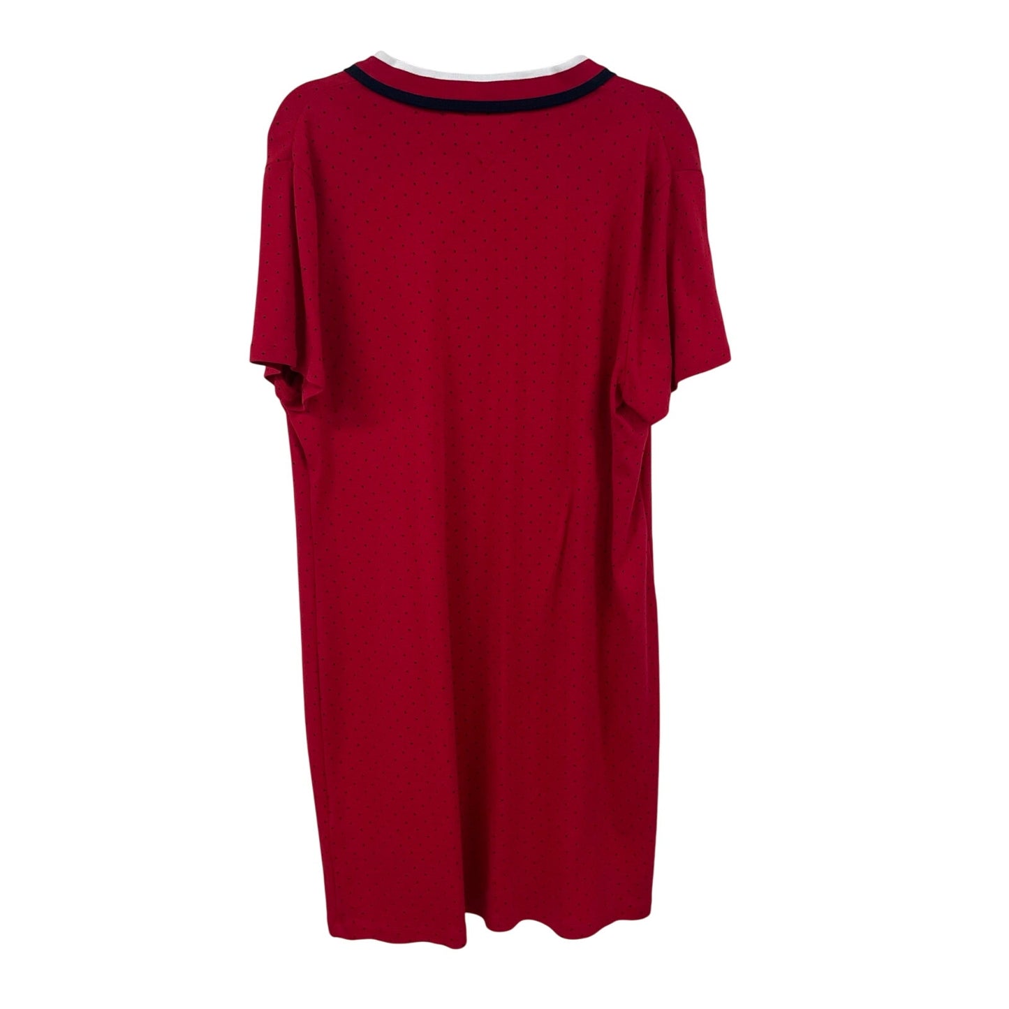 Tommy Hilfiger Short Sleeve Polo Dress Red Navy Polka Dot Print Womens Size XXL