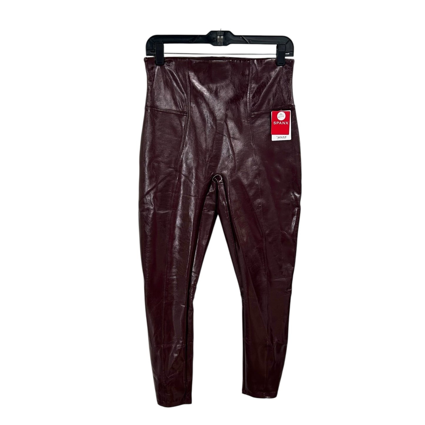 NWT Spanx Ruby Red Faux Patent Leather Pull On Leggings Womens Petite Large