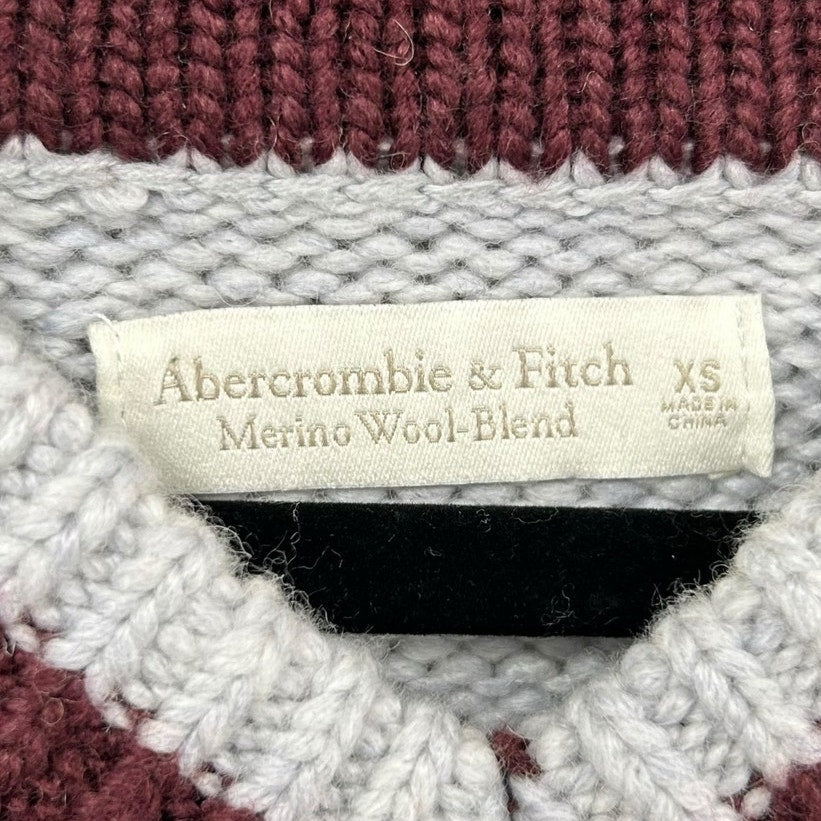 Abercrombie & Fitch Merino Wool Blend Contrast V Neck Knit Sweater Womens XS