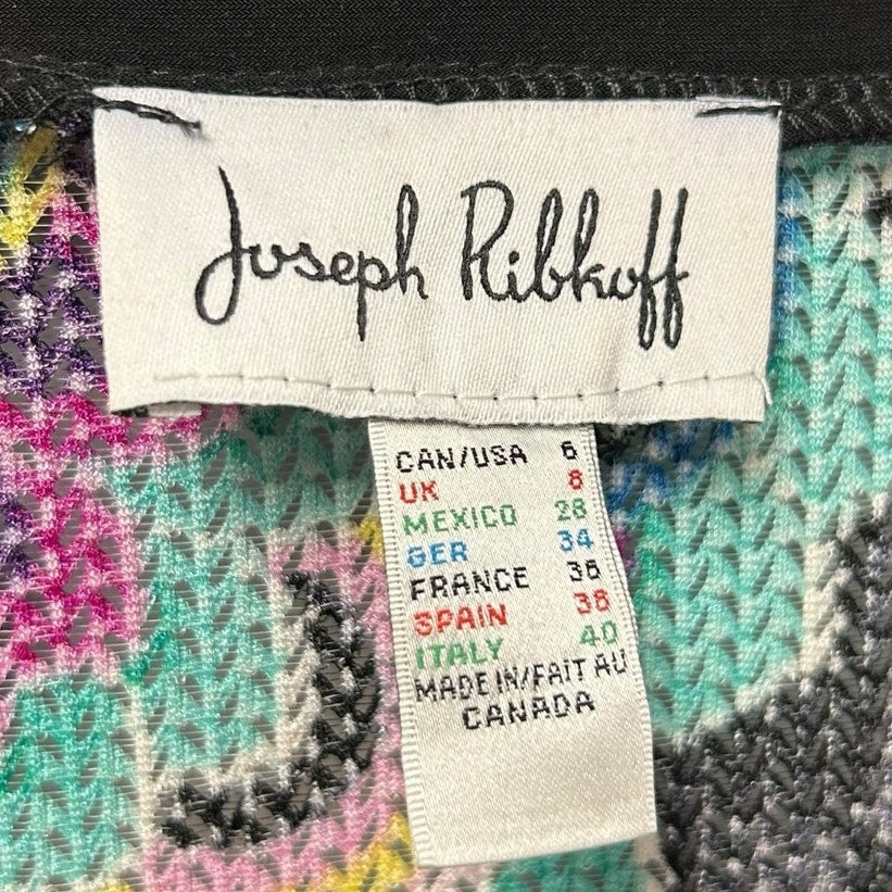 Joseph Ribkoff Black Multicolor Floral Print Button Front Jacket Womens US 6