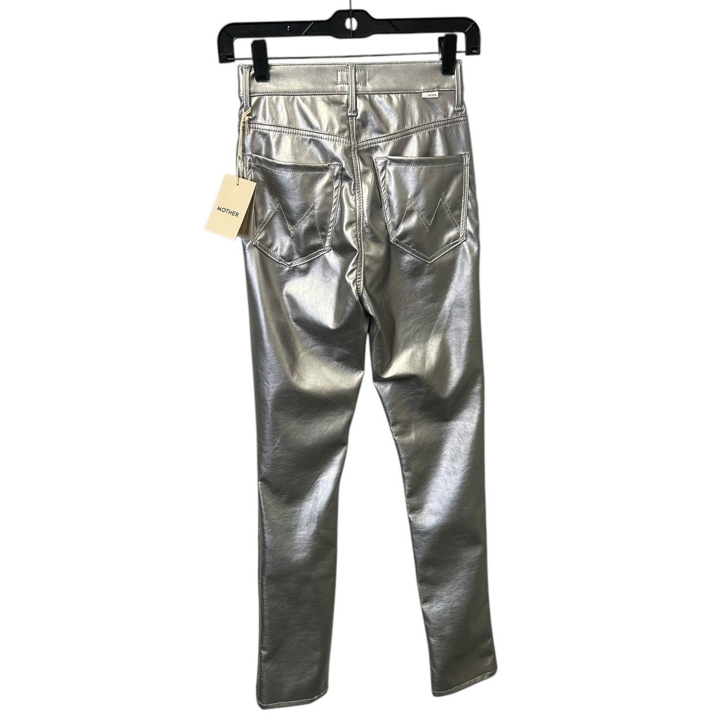 NWT Mother Silver Dagger High Waisted Rail Skimp Faux Leather Pants Womens 25