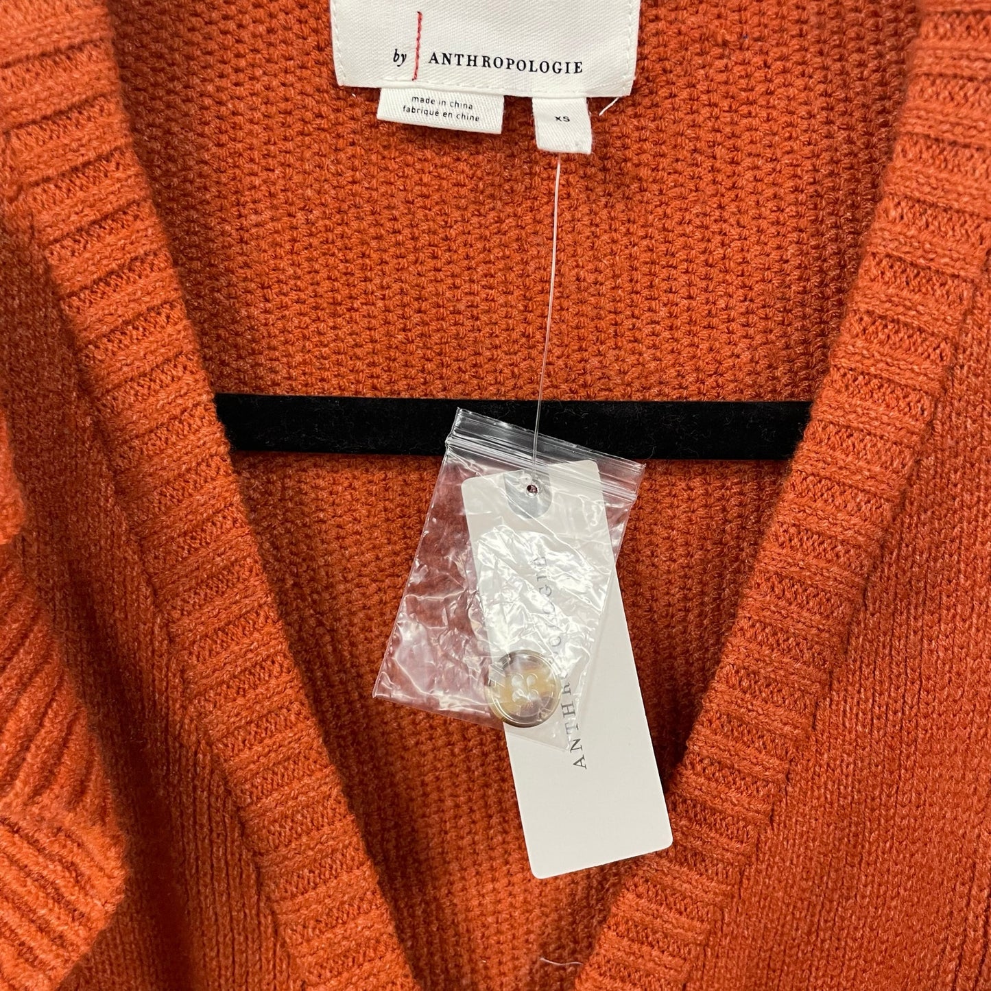 NWT By Anthropologie V Neck Ruffle Button Front Cardigan Sweater Orange Size XS