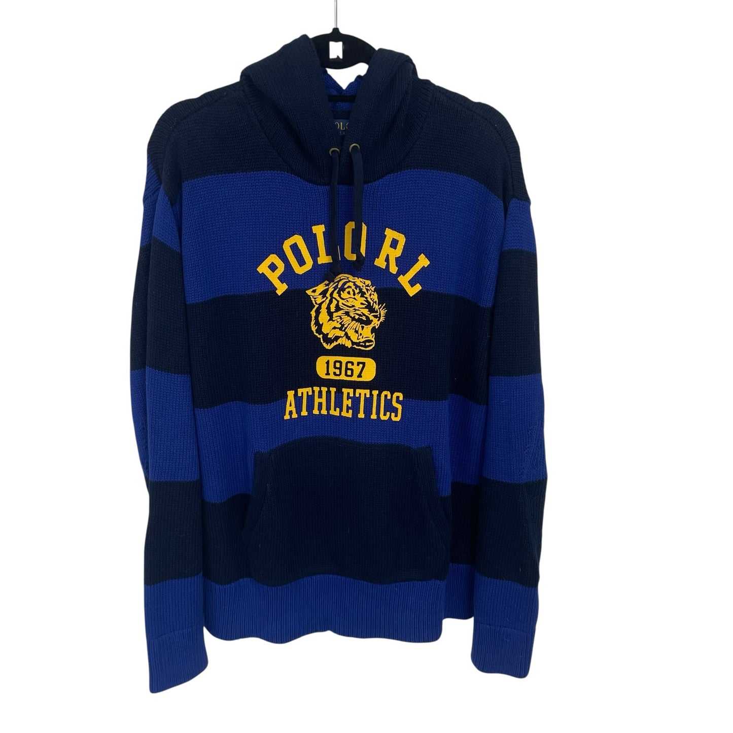 Polo Ralph Lauren Athletic Varsity Tiger Hooded Sweater Blue Navy Mens Large