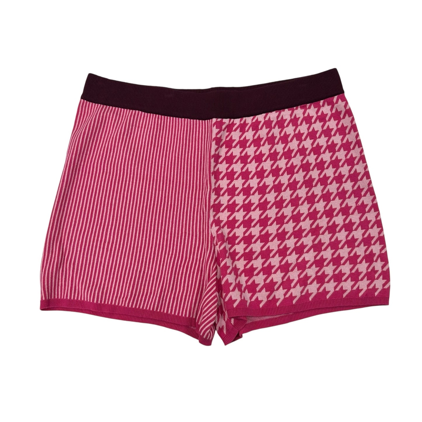 Dolan Sierra Pink Stripe Houndstooth Geo Print Pull On Lounge Shorts Womens XL