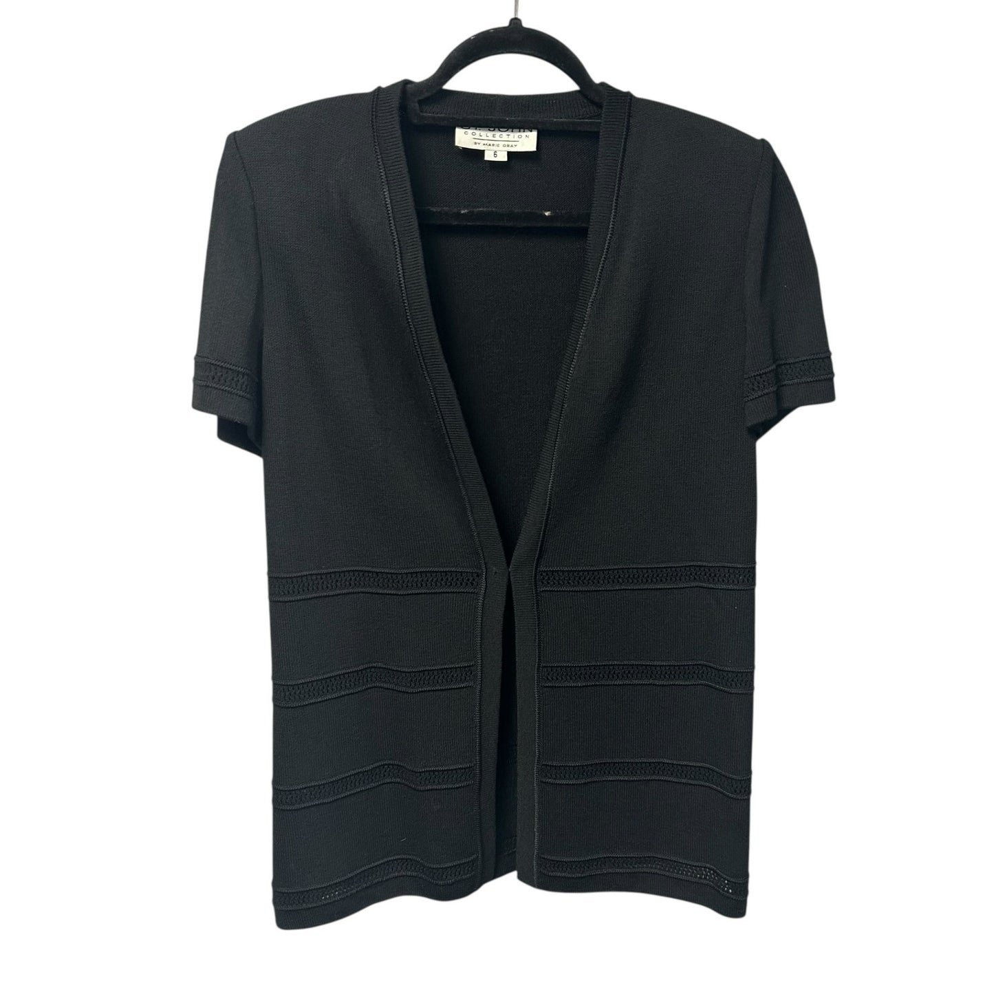 St. John Collection by Marie Gray Black Short Sleeve Cardigan Sweater Womens 6