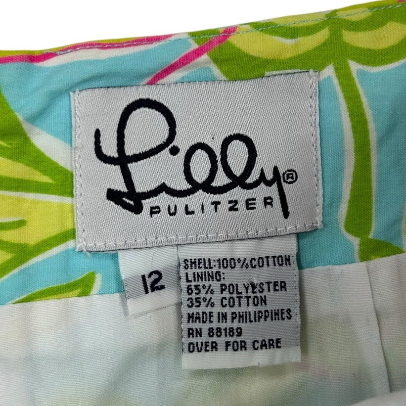 Vintage Lilly Pulitzer Blue Multicolor Jungle Animal Print Mini Skirt Womens 12