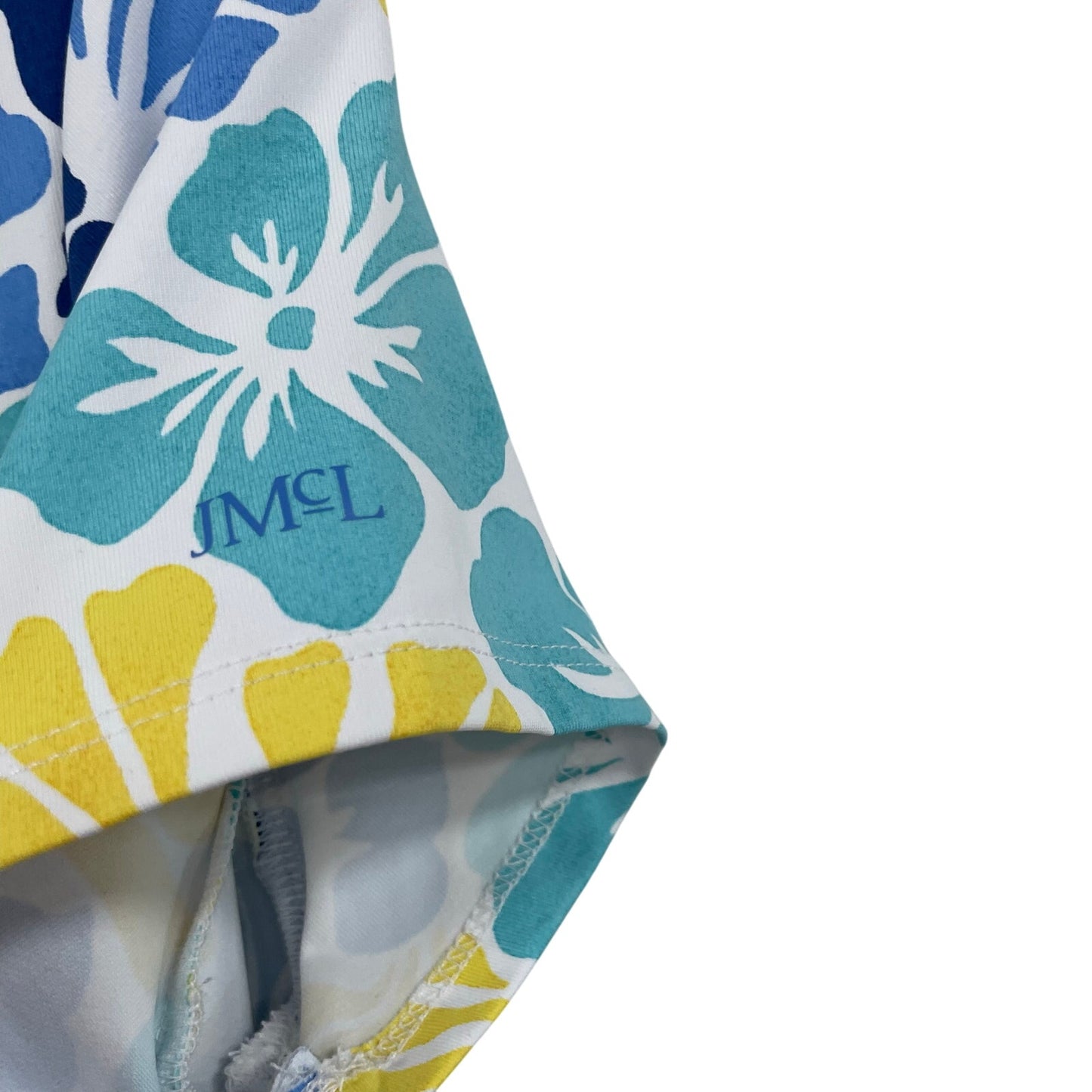 J. McLaughlin Short Sleeve Pleated Tennis Dress Blue Yellow Floral Print Small