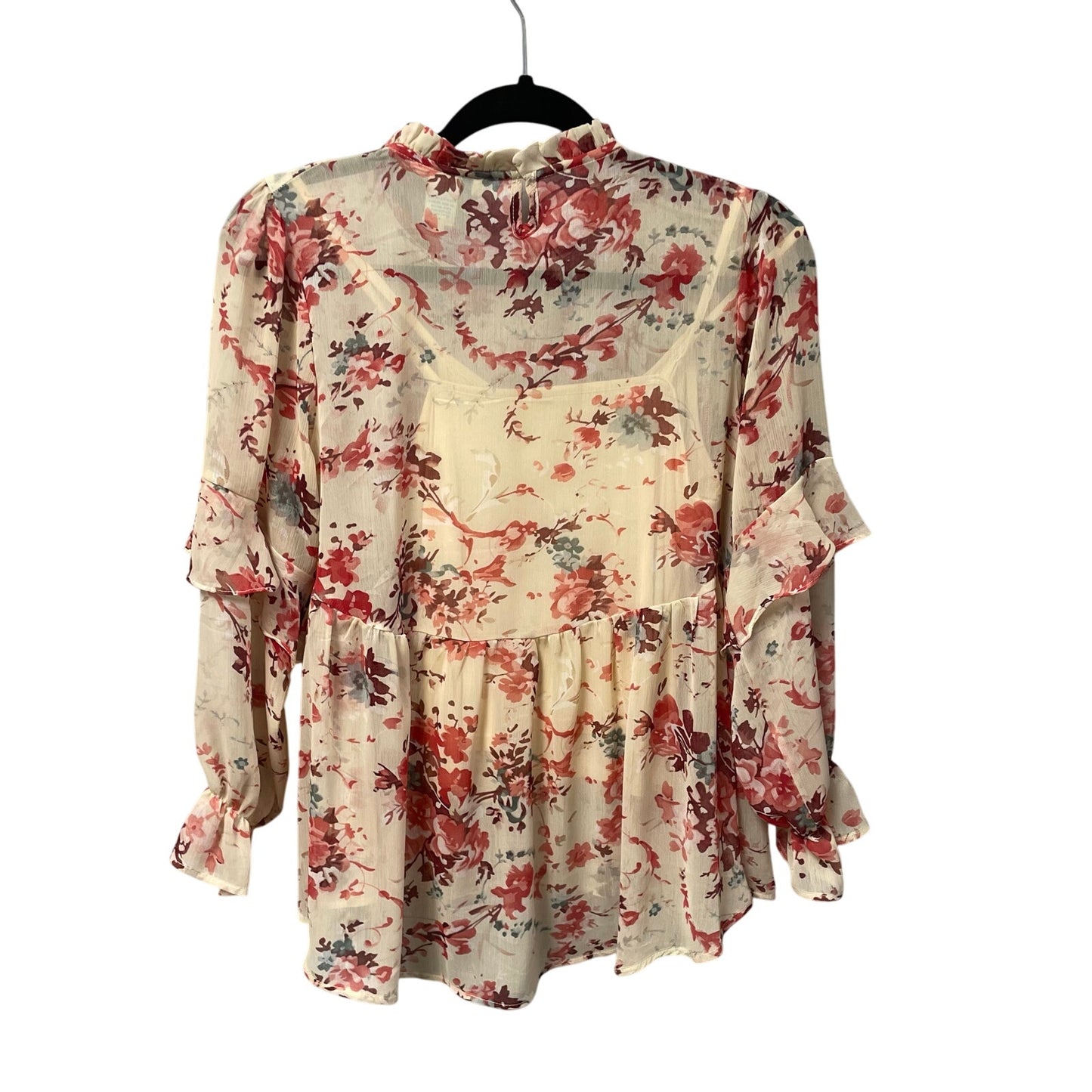 Sundance Flora Muse Layered Top Cream Burgundy Flower Print Womens Small