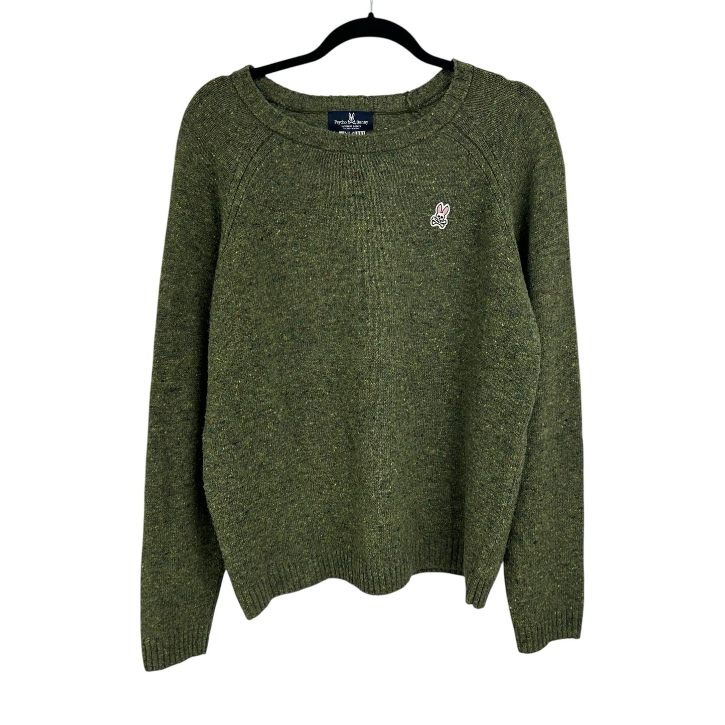 Psycho Bunny Green Lamb Wool Blend Long Sleeve Pullover Sweater Mens Medium