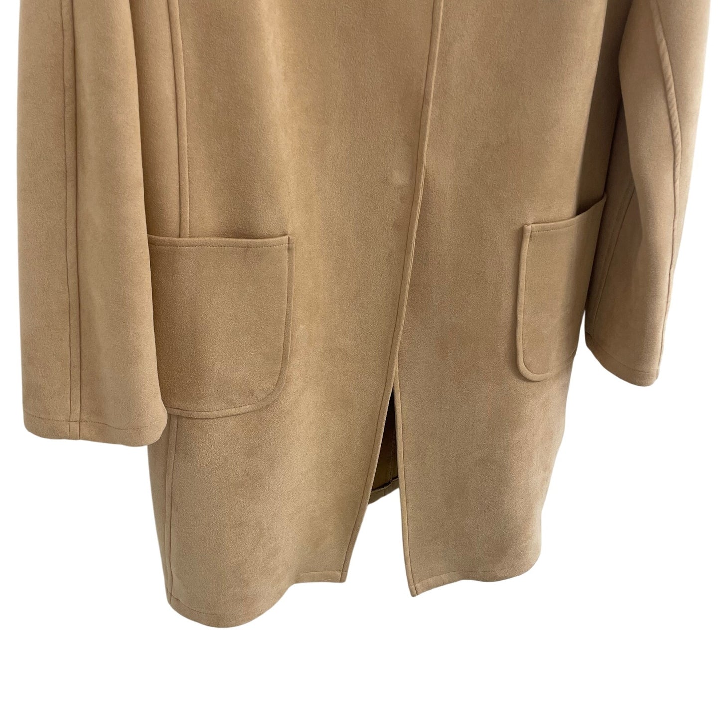Jude Connally Faux Suede Snap Button Front Jacket Tan Womens Size Large