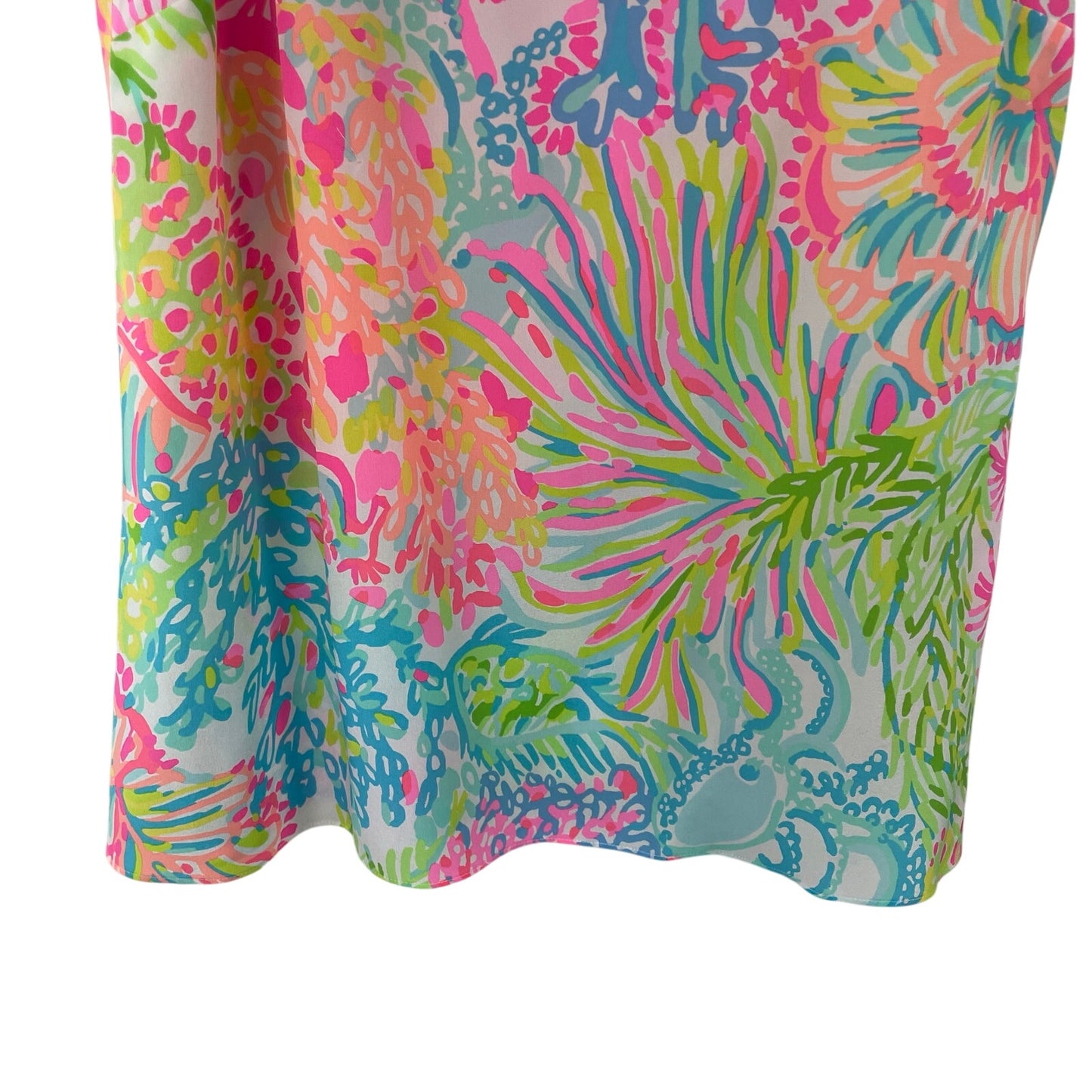 Lilly Pulitzer Cosmos 100% Silk Lovers Coral Colorful Tank Top Womnes Medium