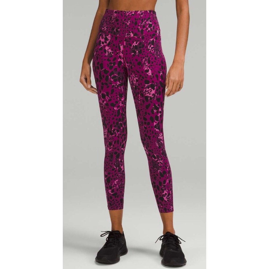 Lululemon Base Pace High Rise Running Tight 25" Cheetah Camo Magenta Purple 12