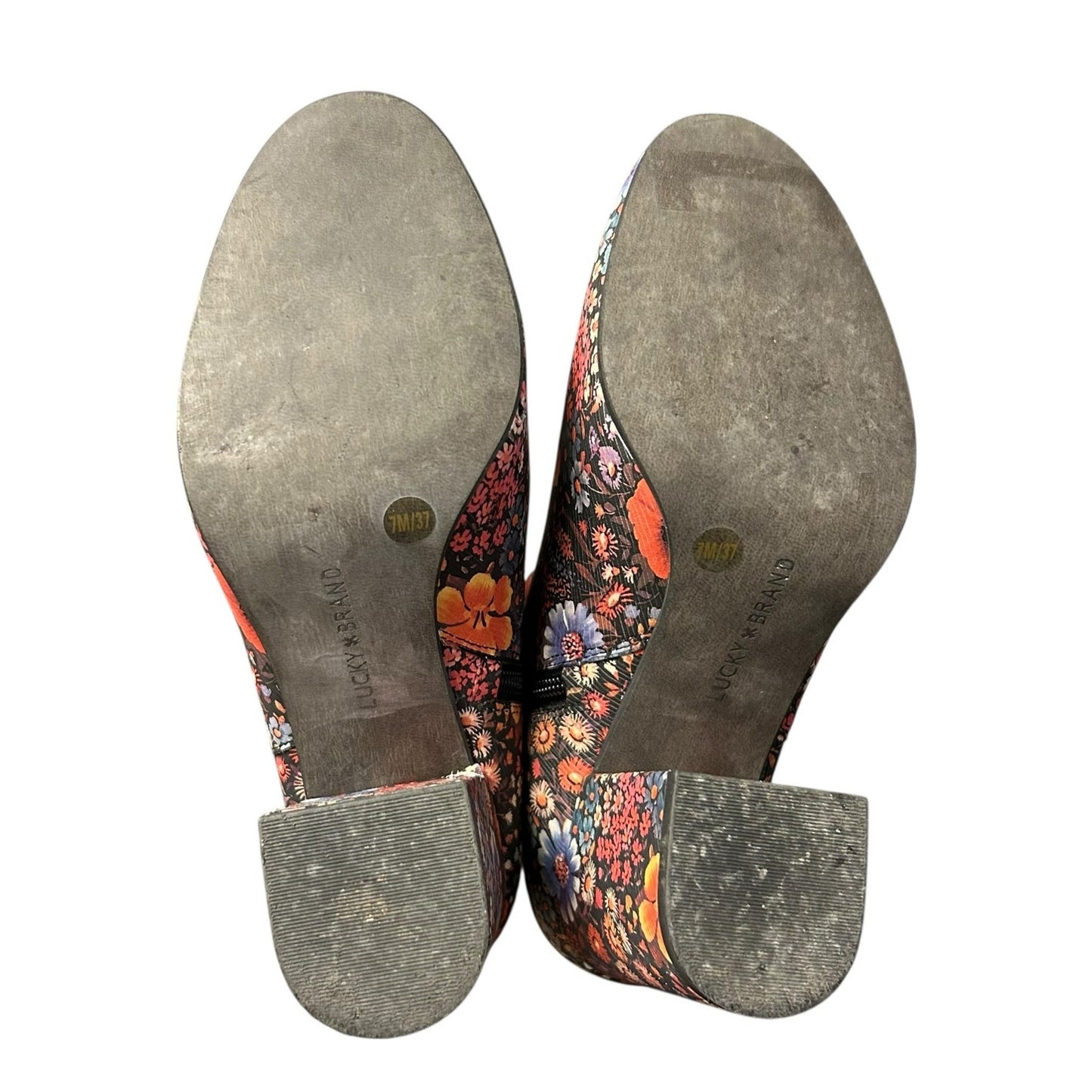 Lucky Brand Black Multicolor Boogie Floral Print Salmah Ankle Booties Womens 7