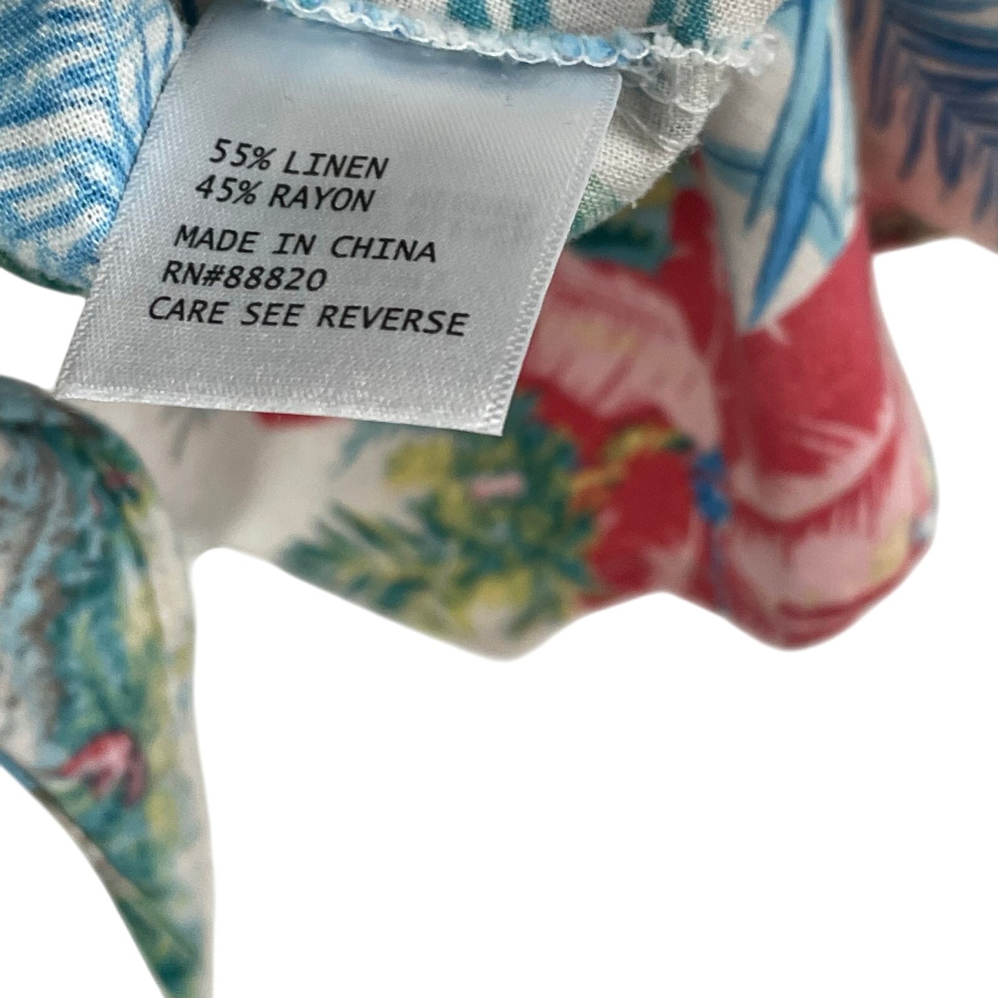 C&C California Linen Blend Tropical Floral Print Flare Sleeve Button Up Medium