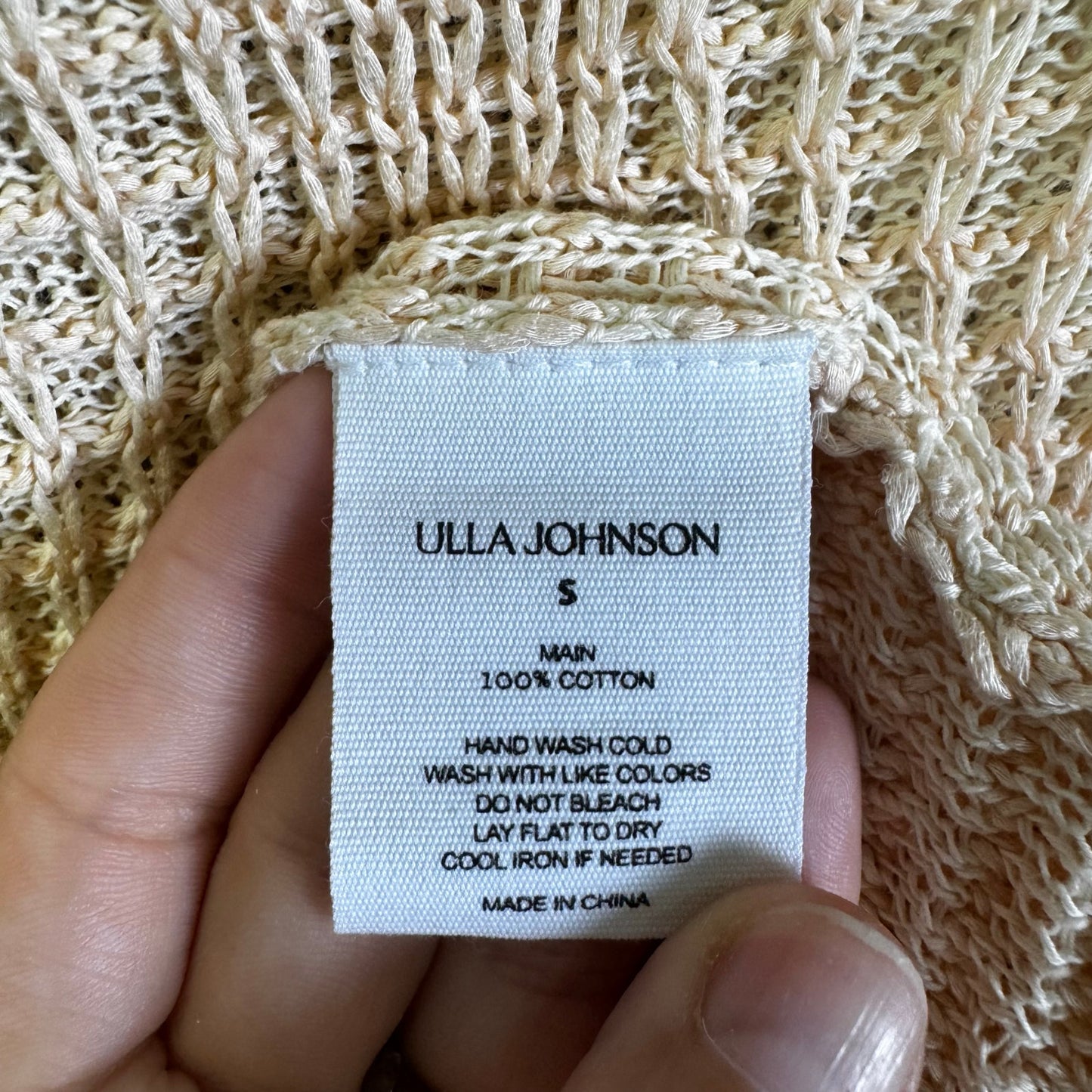 Ulla Johnson in Creme Short Sleeve Crewneck Woven Capri Top Womens Small