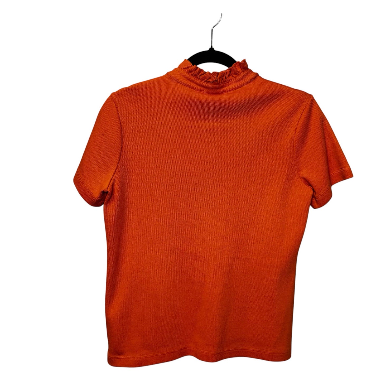 Tory Burch Red Short Sleeve Ruffle Neck Half Placket Lidia Polo Womens Medium