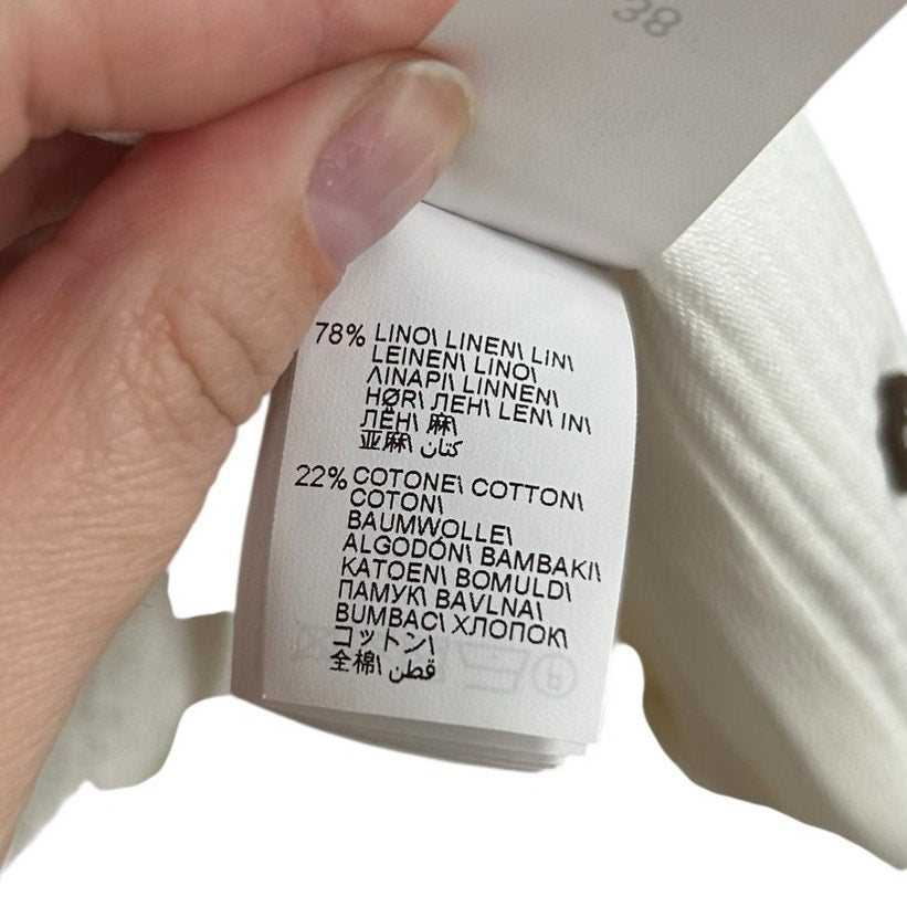 Brunello Cucinelli White Linen Blend Double Breasted Blazer Womens 38 / US 2