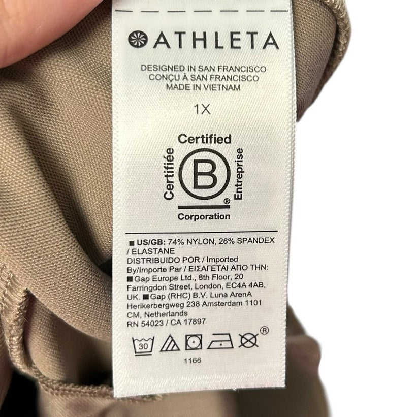 Athleta Brownstone Beige Venice High Rise Wide Leg Pant Womens 1X