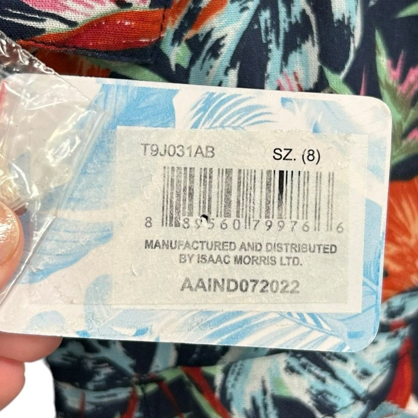 Tommy Bahama Blue Orange Tropical Print Short Sleeve Button Down Shirt Boys 8