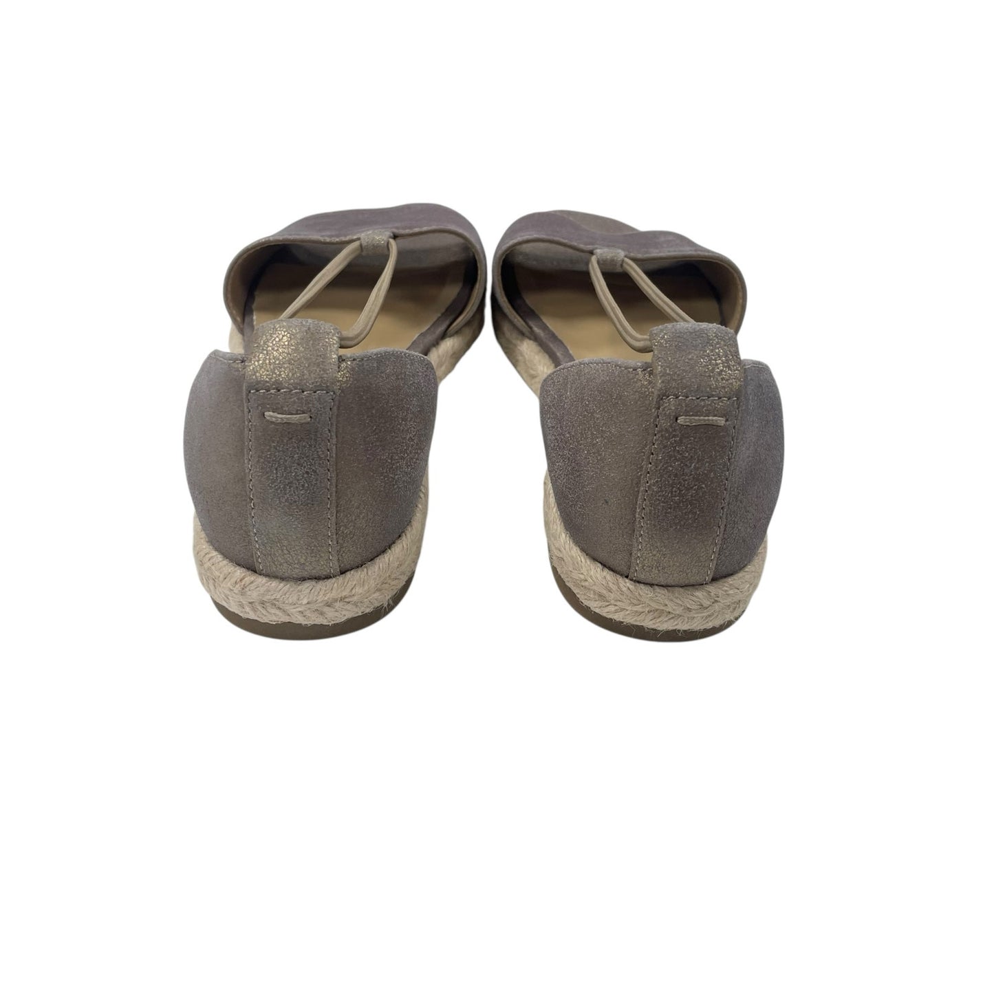 Eileen Fisher Mews Metallic Leather Platinum Espadrille Sandals Womens Size 6.5