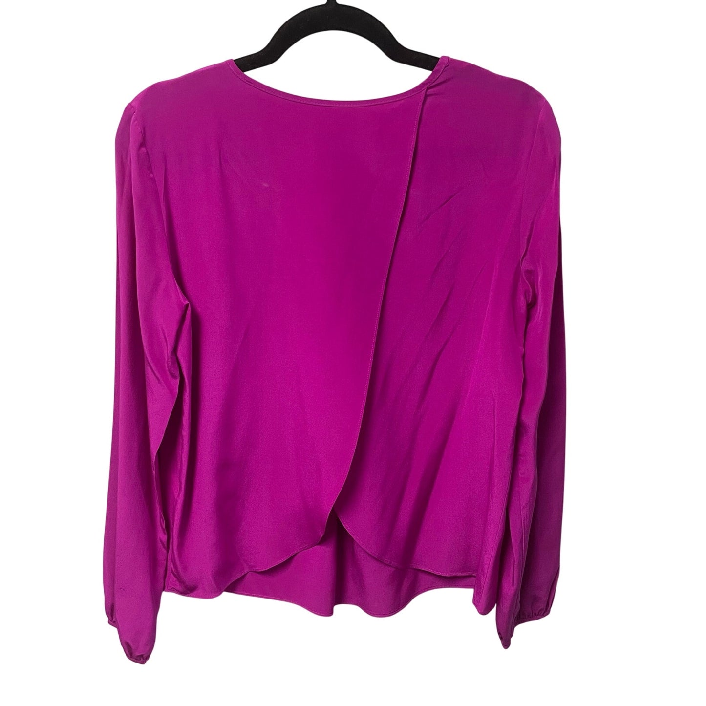 Amanda Uprichard 100% Silk Long Sleeve Purple Blouse Womens Medium