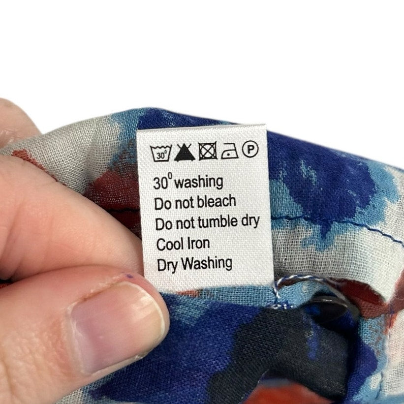 NWT Banjanan Shibori Clamp Dye Dusty Aqua Cotton Voile Klara Top Womens Small