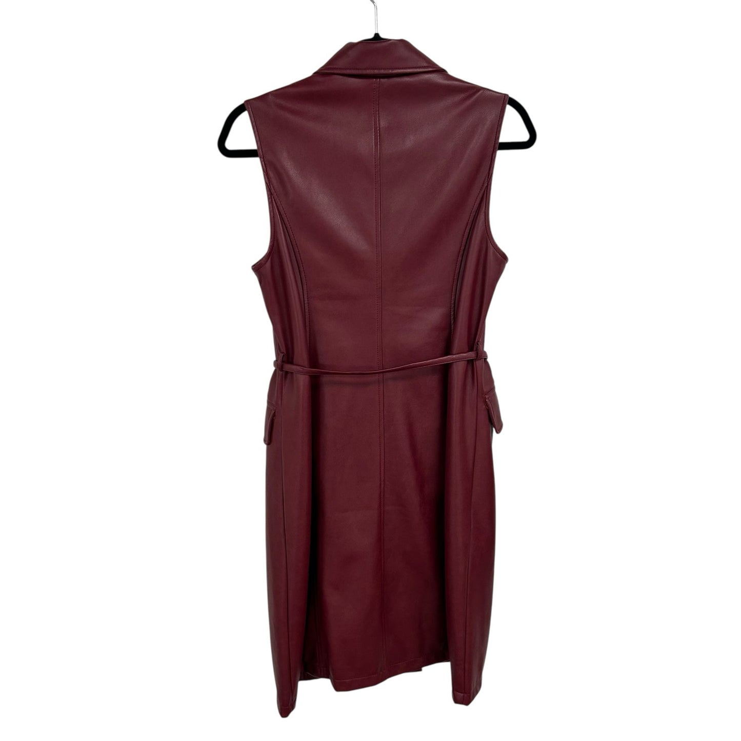 NWT Avec Les Filles Wine Red Faux Leather Sleeveless Belted Vest Womens XS