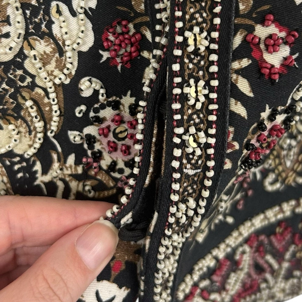 Soft Surroundings Mandala Bolero Beaded Clasp Front Cropped Jacket Womens Large