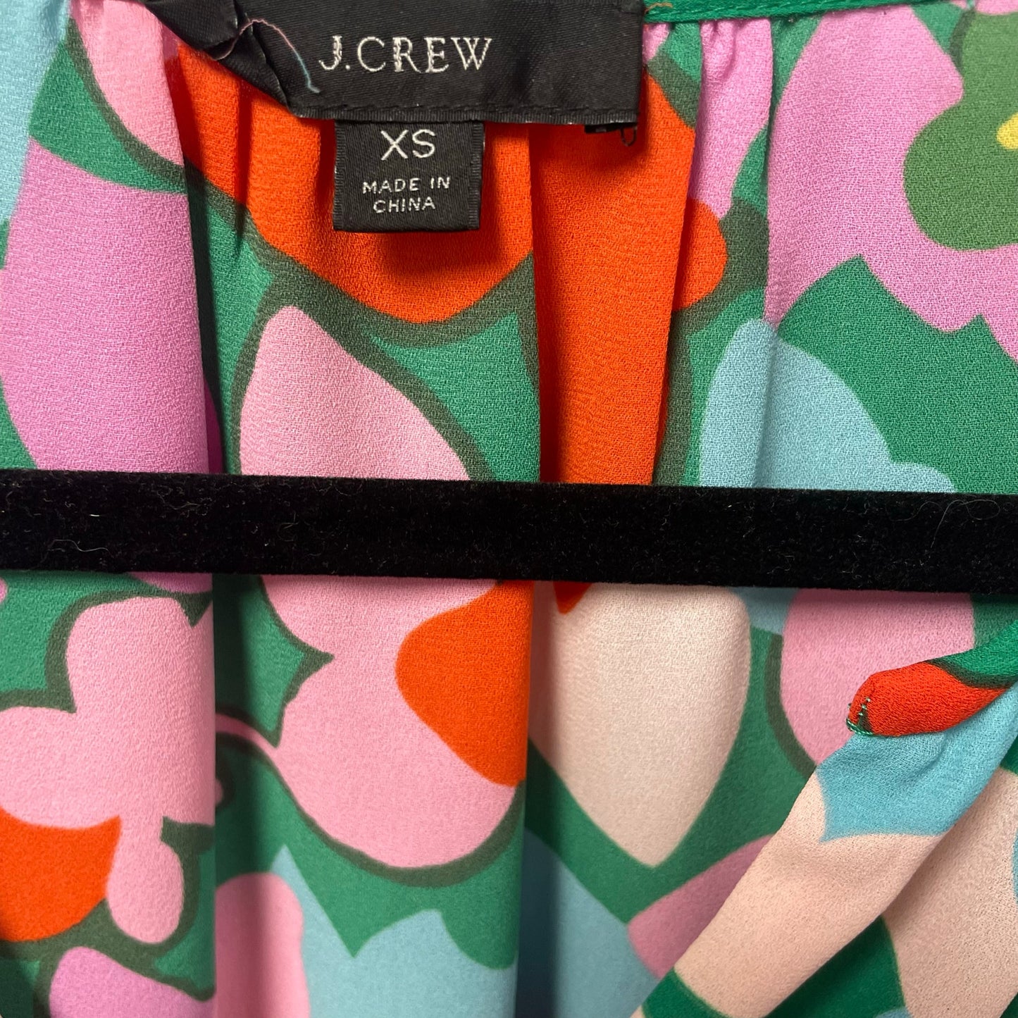J. Crew Ruffle Cap Sleeve Split Neck Multicolor Floral Hanna Top Womens Size XS