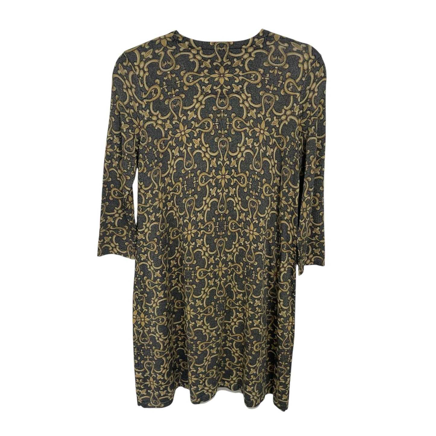 NWT J. McLaughlin Kaya Knit Swing Dress Black Gold Metallic Devon Scroll Small