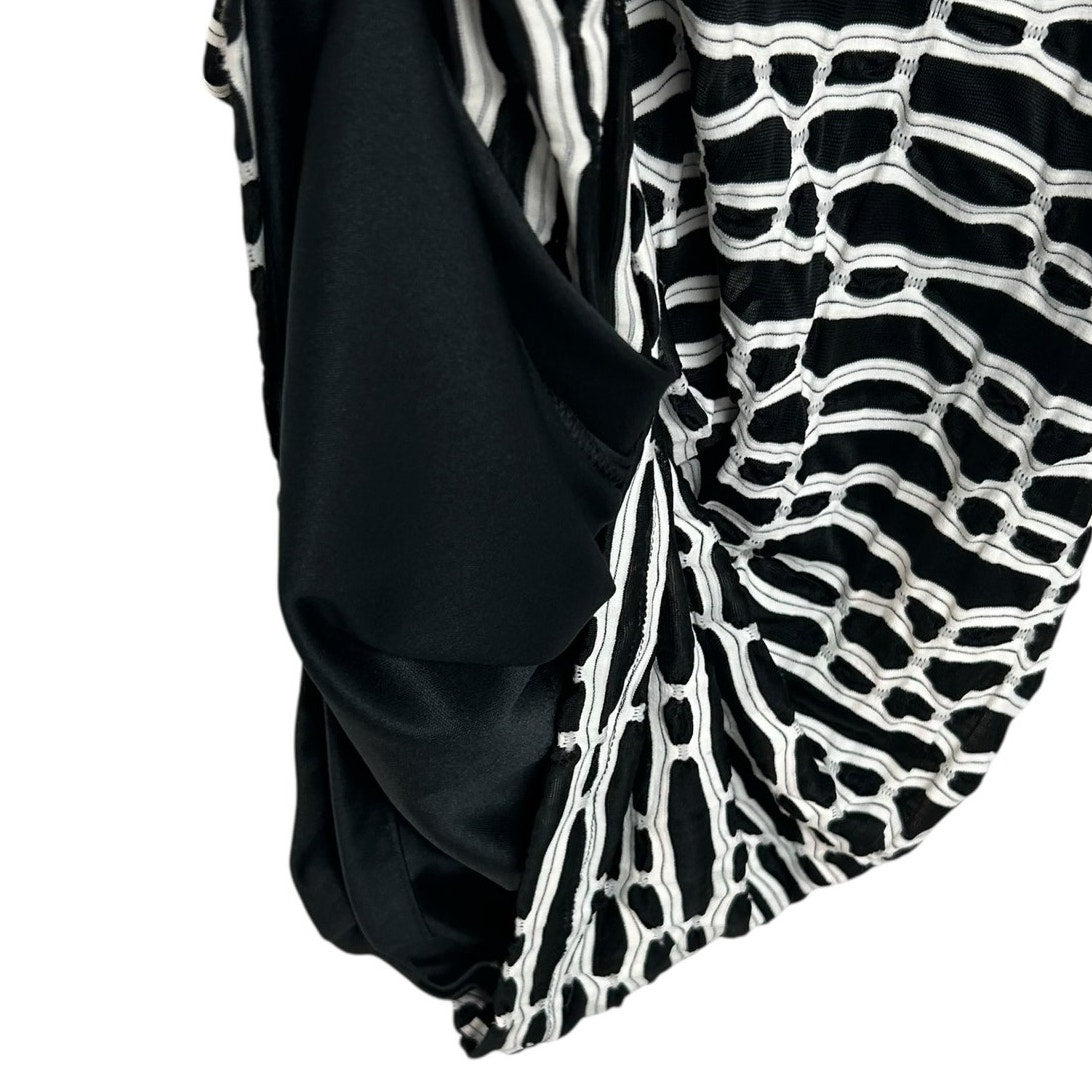 Joseph Ribkoff Black White Textured Sleeveless Mini Bodycon Dress Womens Size 6