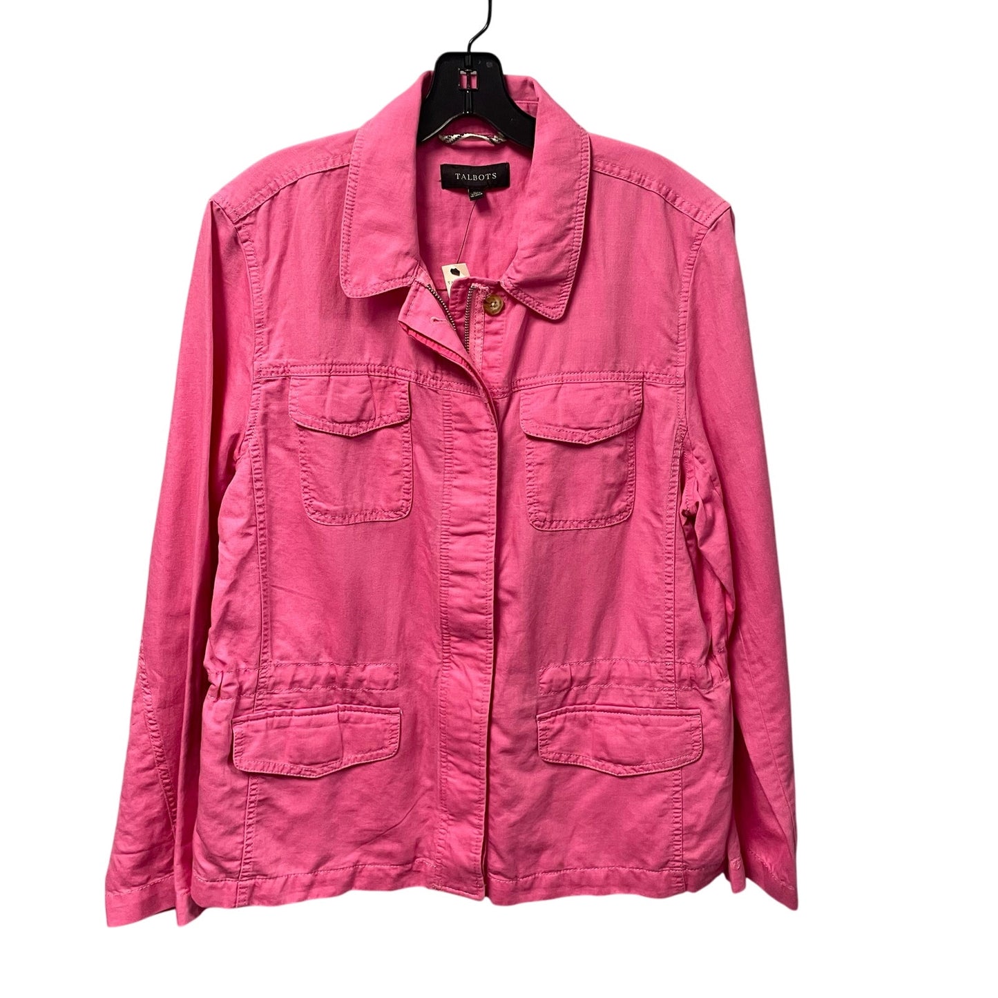 NWT Talbots Linen Blend Utility Jacket Pink Cinchable Waist Womens XL