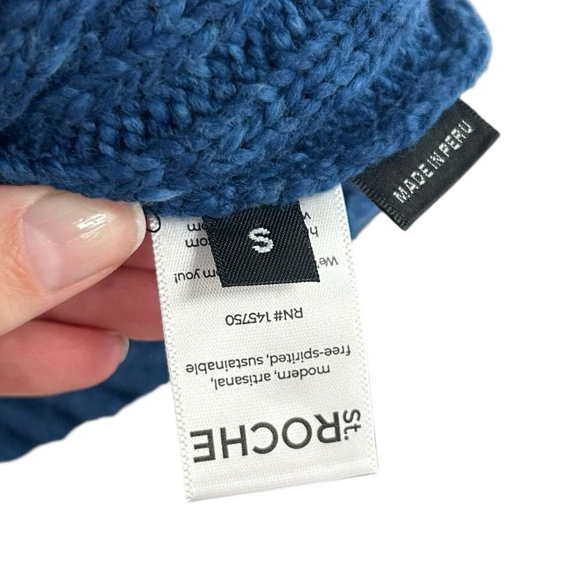 St. Roche Indigo Blue Organic Cotton Ruffle Sleeve Zadie Sweater Womens Small