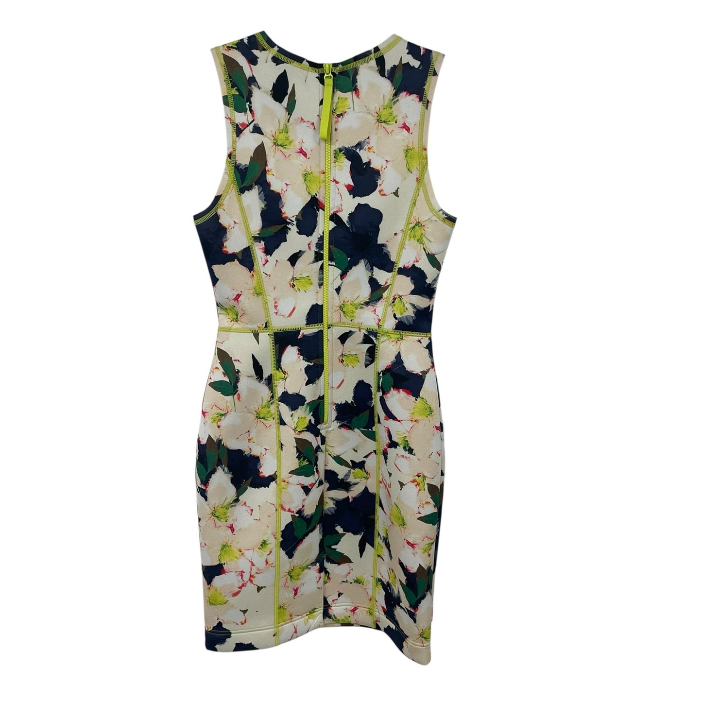 J. Crew Sleeveless Floral Cove Scuba Neoprene Sheath Dress Navy Yellow Womens 00